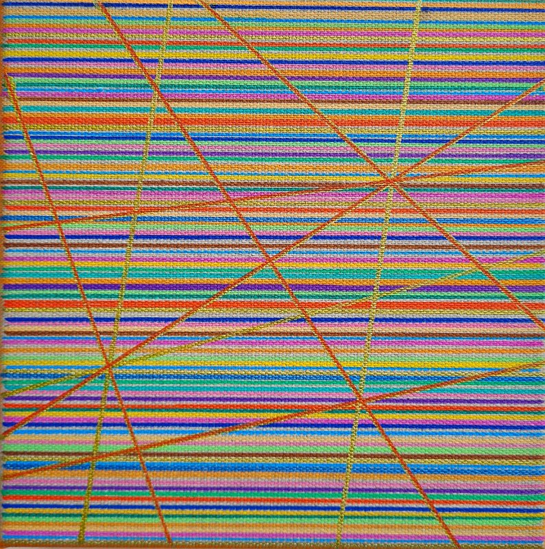 Coloured lines 5.5.5 orange 2026, 20x20, Acryl-Acrylstifte auf Leinwand, € 210